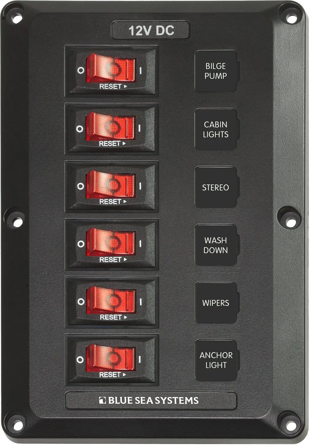 Blue Sea Systems Panel Below Deck 12V DC - 6 Pack (Part #4352BSS)