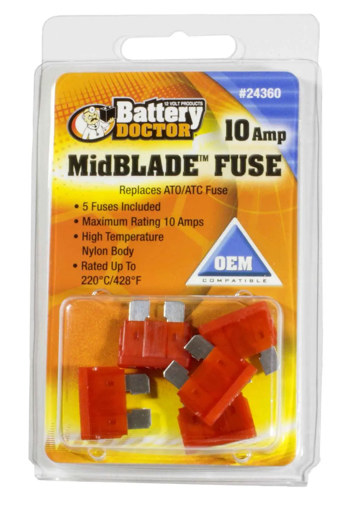 WIRTHCO Mid Blade Fuse - 10 Amp Replacement for Reliable Circuit Protection