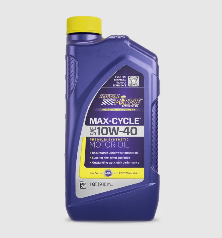 Royal Purple Max Cycle 10W-40 Motor Oil Quart Bottle - Enhanced Engine Protection