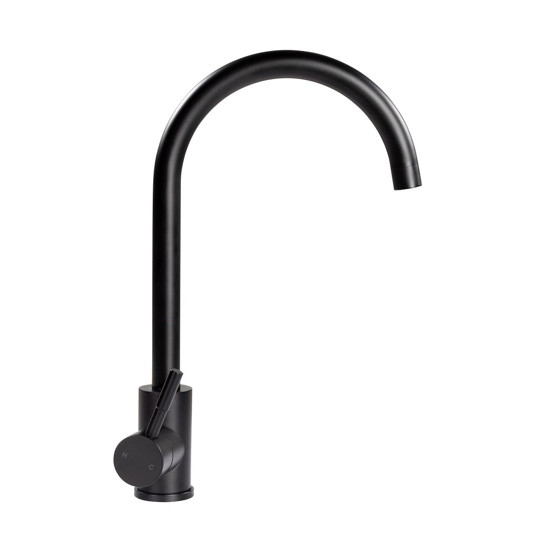 Lippert Components Curved Gooseneck Faucet in Black Matte, Part Number 2021090601