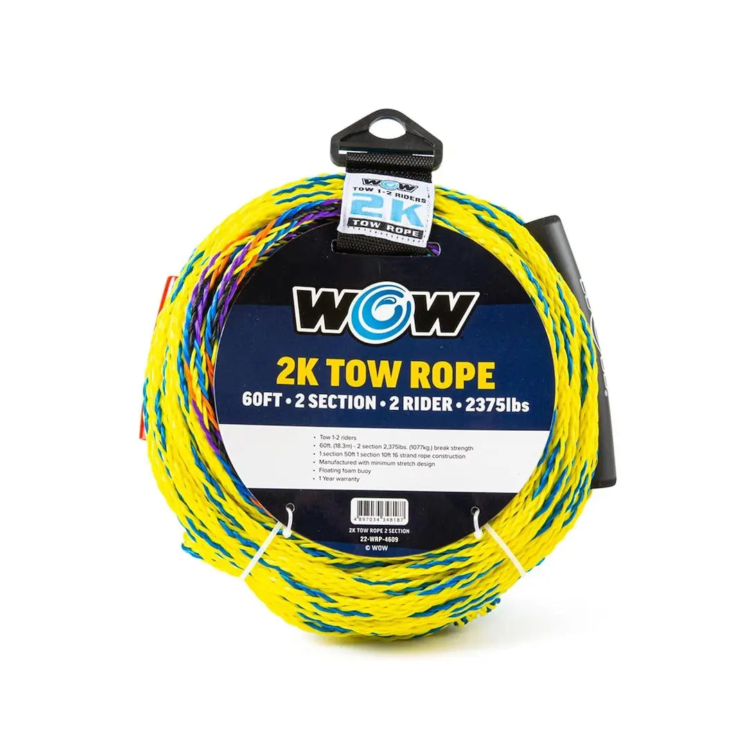 WOW Sports 22WRP4609 2K Tow Rope with 2 Sections, 10ft and 50ft Lengths