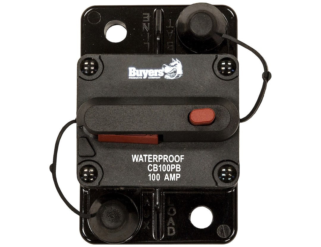 Buyers Prod Circuit Breaker 100 Amp Push-to-Trip Model CB100PB for Safe Electrical Protection