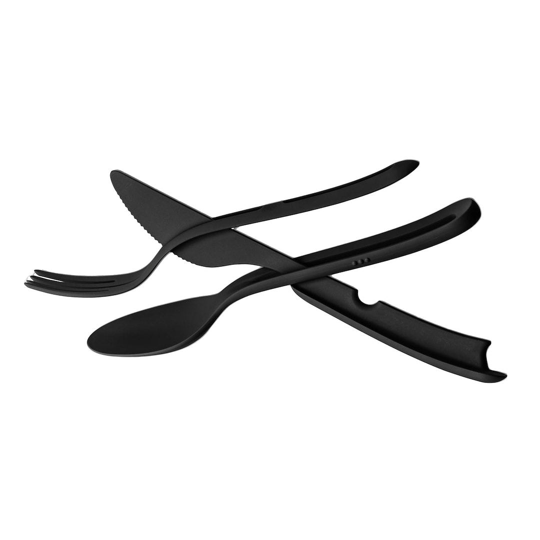 SILWY MAGNET KOBTB2 Tricky Black Cutlery Set – Modern Stainless Steel Flatware for Dining