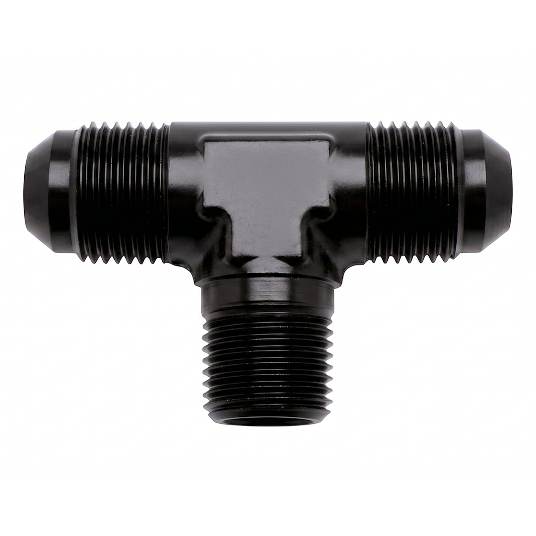 SpeedFX 560425BK -4AN to 1/8 NPTF Black Flare to Pipe Tee fitting