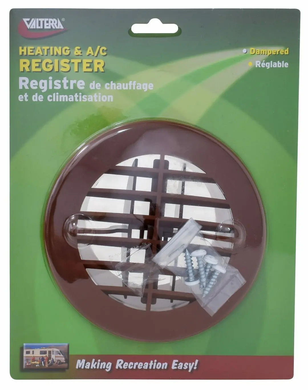 Valterra LLC A103352VP Round Register Brown - Durable Vent Cover for RV and Marine Applications
