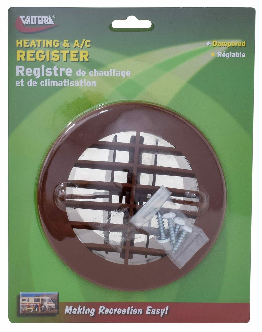 Valterra LLC A103352VP Round Register Brown - Durable Vent Cover for RV and Marine Applications