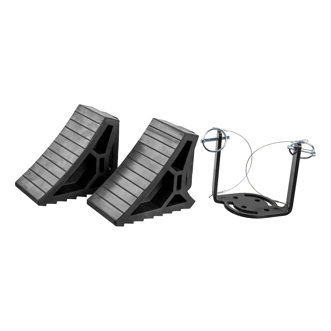 CURT Manufacturing HD Wheel Chocks 2-Pack with Mounting - Heavy-Duty Vehicle Stability