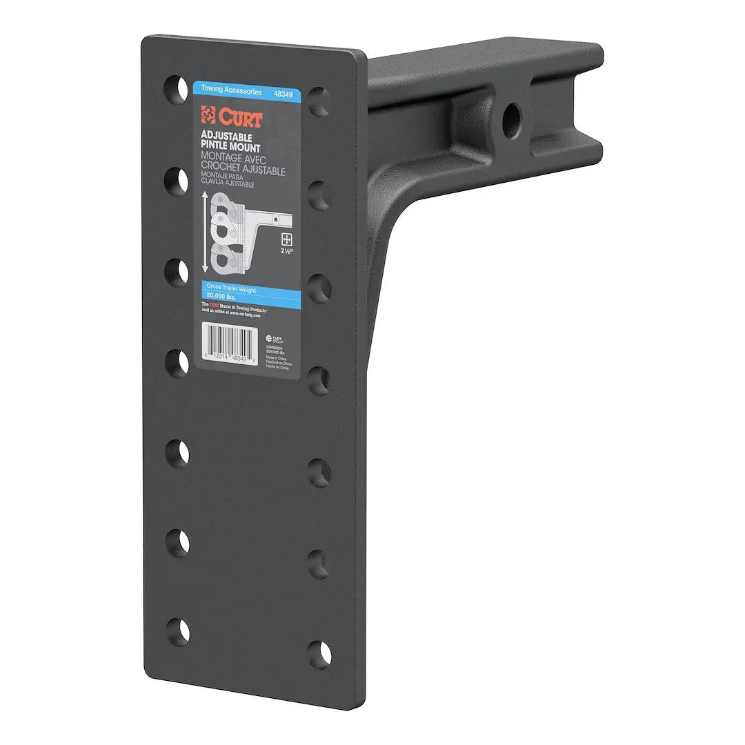 CURT Manufacturing Adjustable Pintle Mount with 2-1/2 Inch Shank (Part #48349)