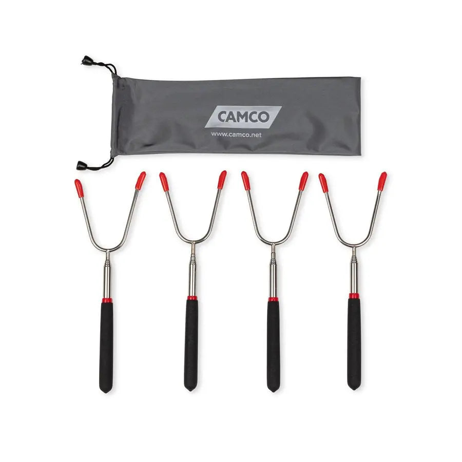 Camco Telescoping Roasting Fork 4-Pack – Adjustable Camping Skewers for Outdoor Cooking