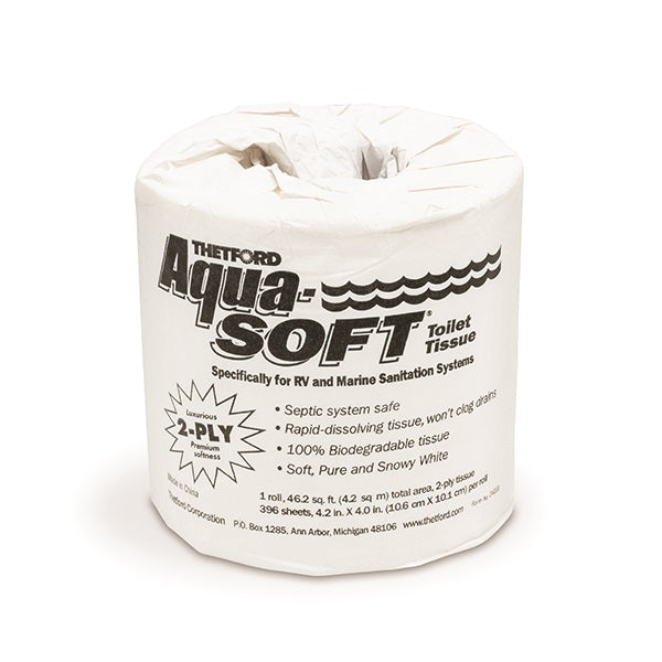 DAVE CARTER TH24033 Aqua Soft Single Roll Toilet Paper - Soft and Absorbent Bathroom Tissue