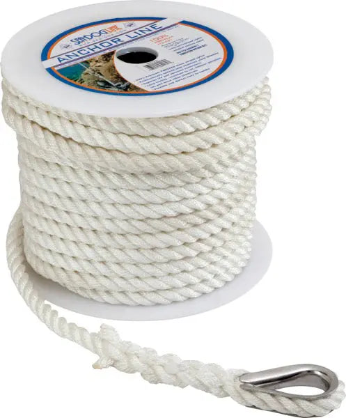 Sea Dog Twisted Nylon Anchor Line 3/8 inch - Durable Marine Rope for Anchoring and Mooring