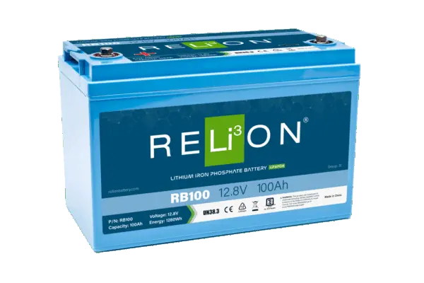 RELION RB100 12.8V 100Ah 4-Cell Lithium Iron Phosphate (LiFePO4) Battery