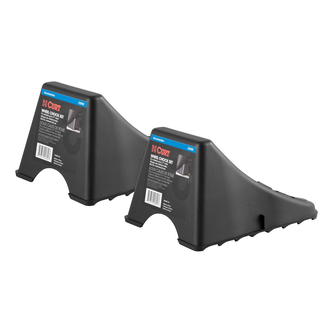 CURT Manufacturing Wheel Chocks Pair - Heavy-Duty Tire Stabilizers for Secure Parking