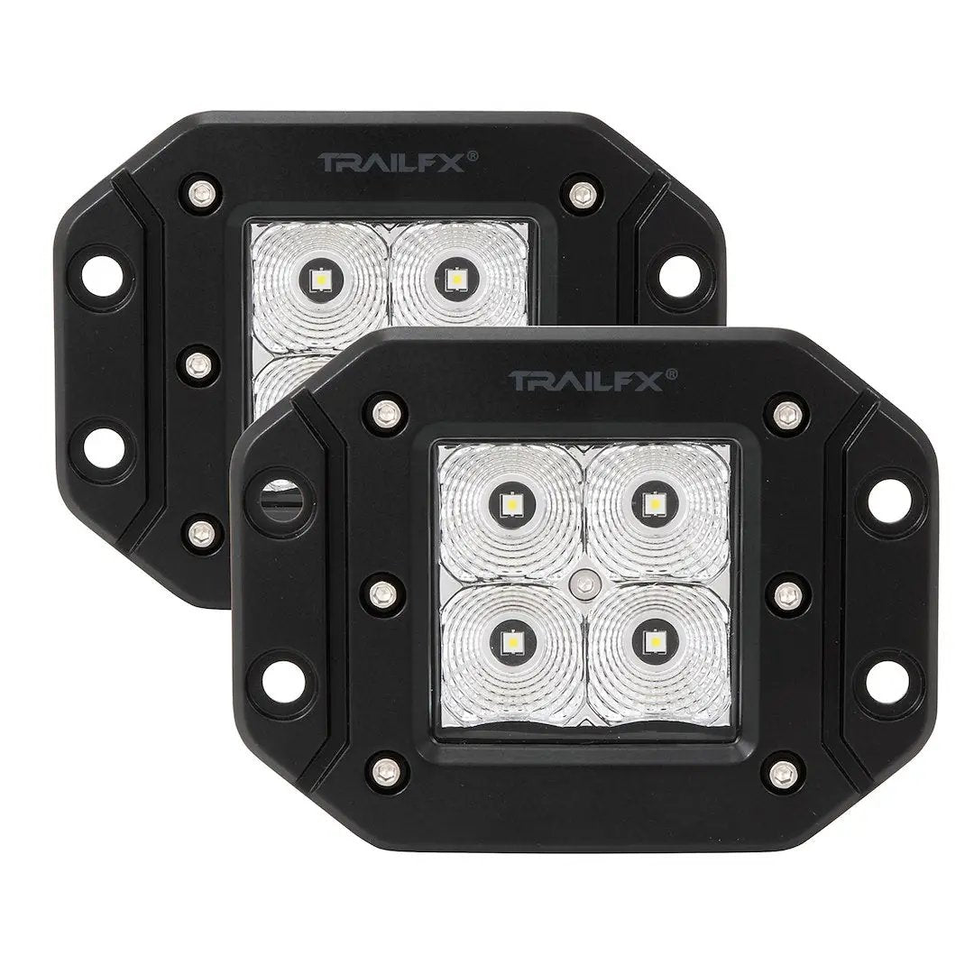 TrailFX 2X2 Pod 4x5W Flat LED Flood Light - Flush Mount for Off-Road & Utility Vehicles by TRAILFX