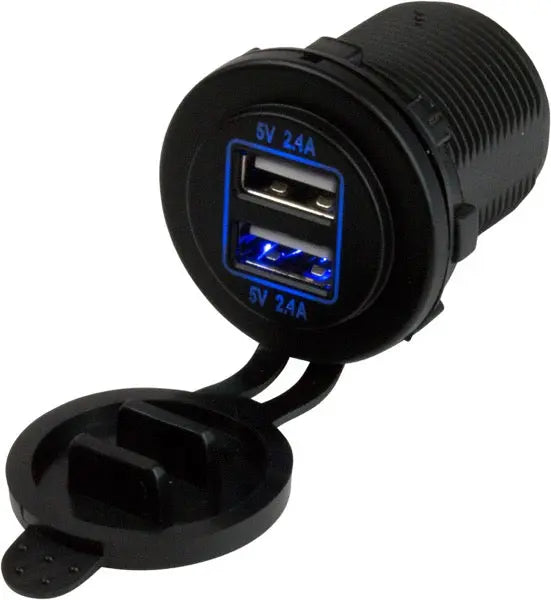 Sea Dog Round Dual USB Power Socket - Model 4265151