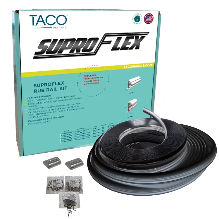 Taco Metals Supro-Flex Rub Rail Kit Black with Flange Part 9990BBK602