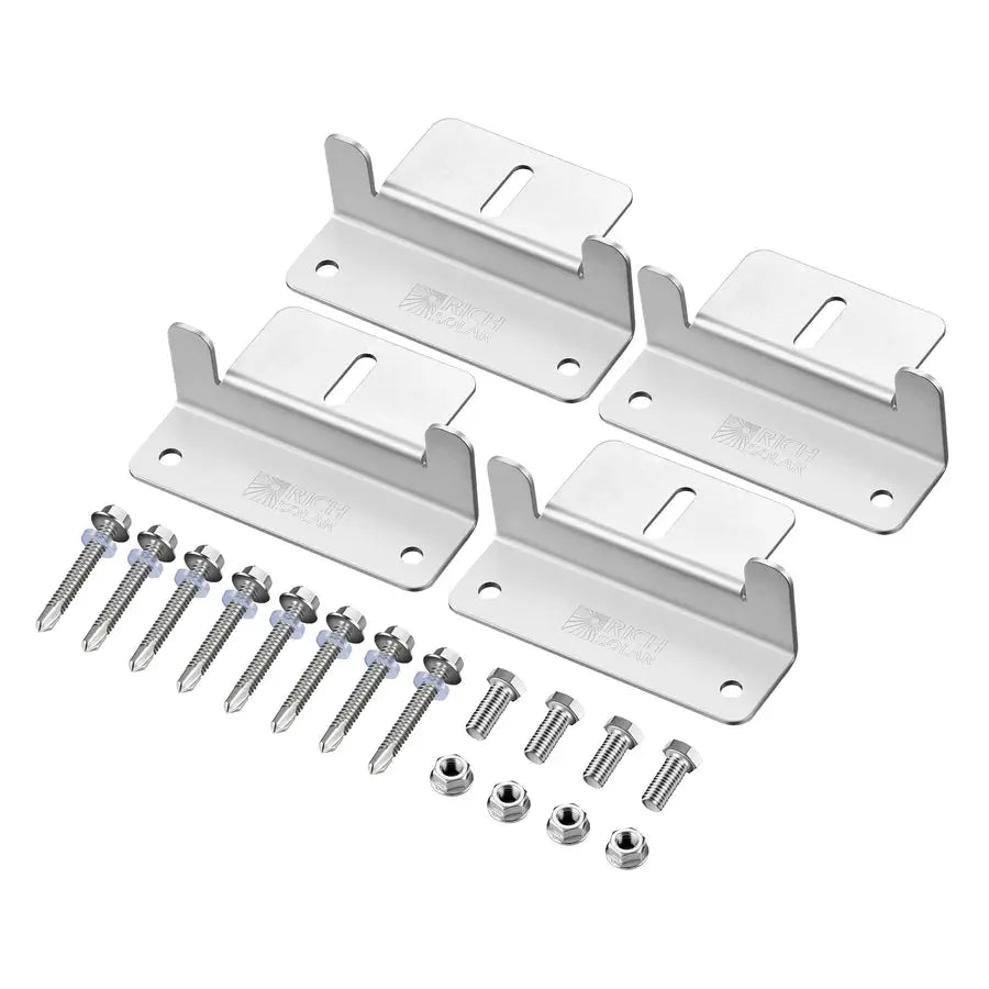 RICH SOLAR RSZB4H Mounting Hardware with Screws - 1.25 Inch Z-Brackets