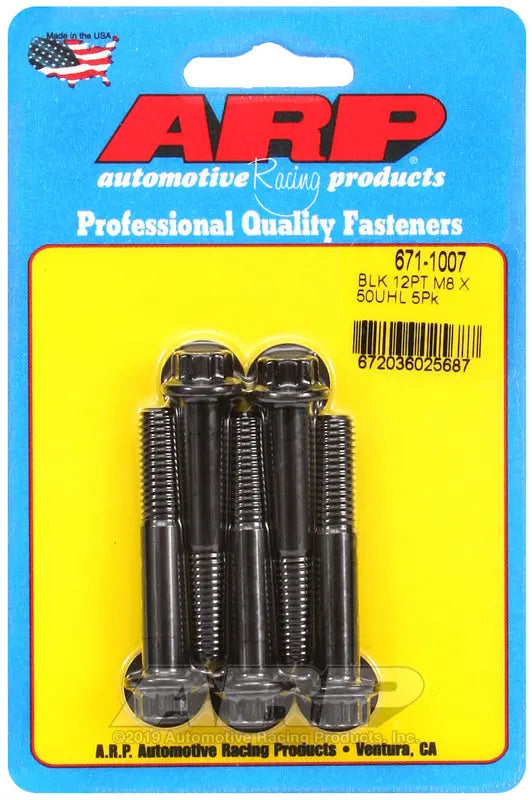 ARP M8 x 1.25 x 50mm 12-Point Black Hex Bolt - High-Strength Fastener