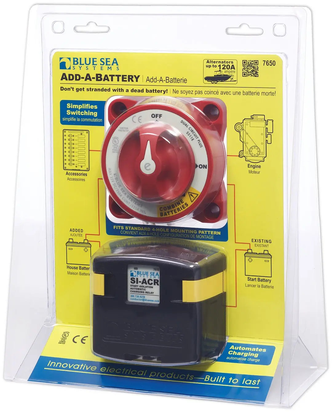 Blue Sea Systems Solenoid Add-A-Battery (Part No. 7650BSS) for Marine and RV Power Systems