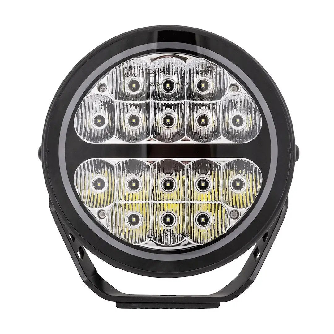 TrailFX 7-inch Round 16x5-Watt Flood LED Light with Black Housing and Amber Lens - Part Number 7RNDF2 by TRAILFX