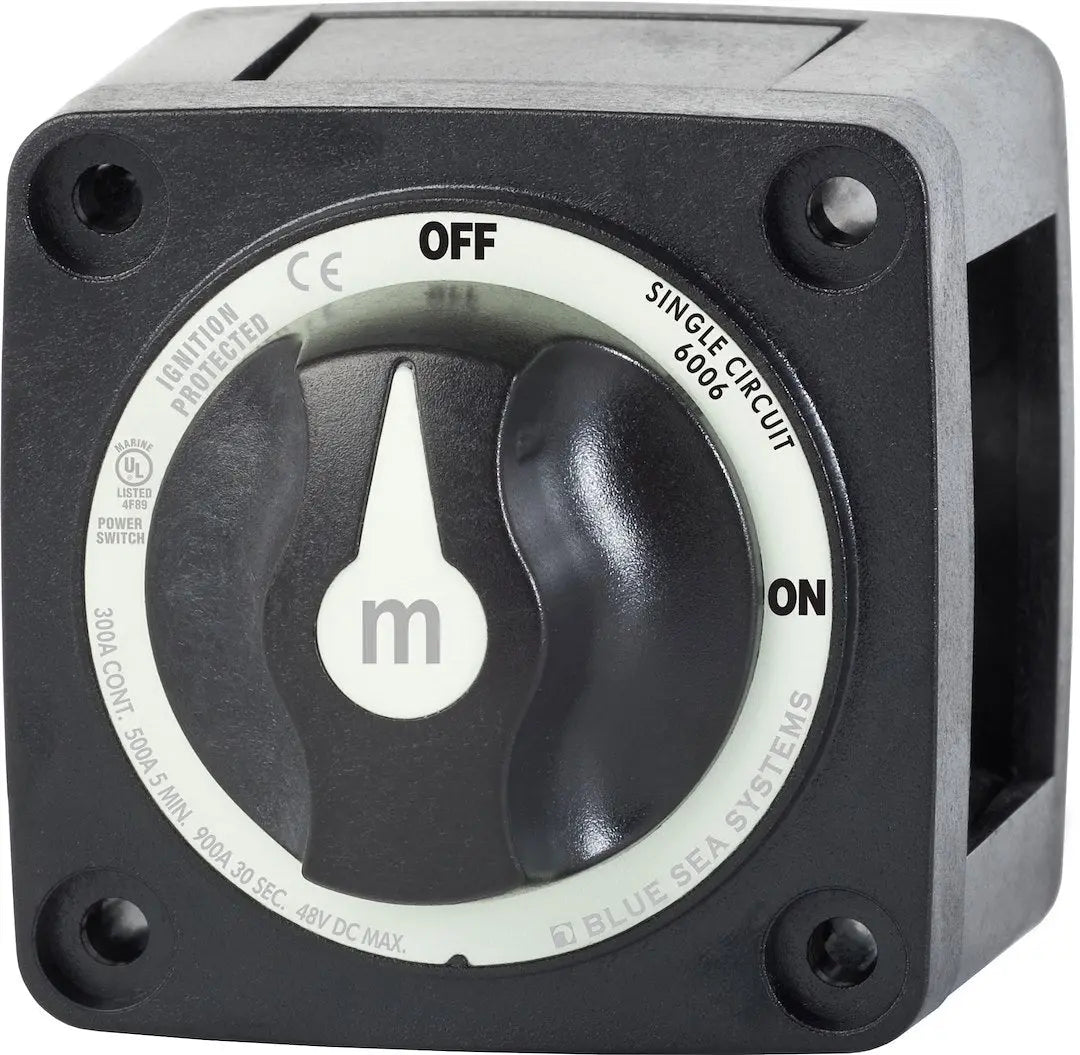 Blue Sea Systems Switch Battery On/Off with Knob - Black (Part #6006200BSS)
