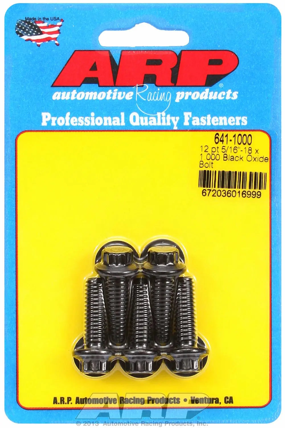ARP 6411000 5/16 -18 x 1 Inch 12-Point Black Lug Nut