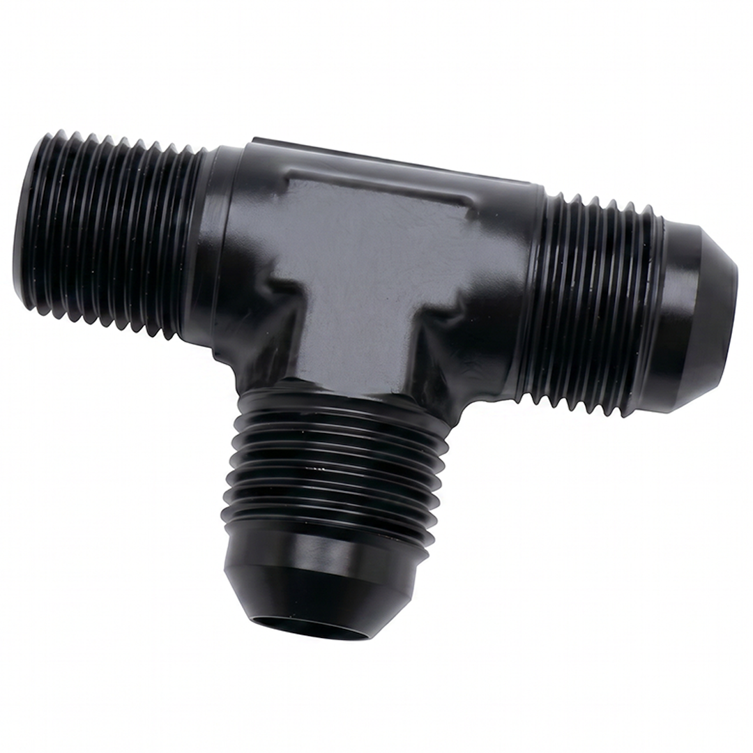 SPEEDFX -8ANX3/8 NPTF Black Flare To Pipe Run Tee (Part Number 560826BK)