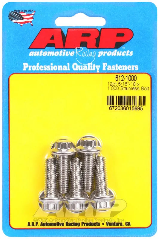ARP 6121000 5/16-18 x 1 inch Grade 8 Threaded Stud, Pack of 5