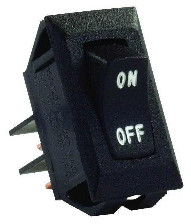 JR Products Labeled 12V On/Off Switch in Black - Part Number 12595