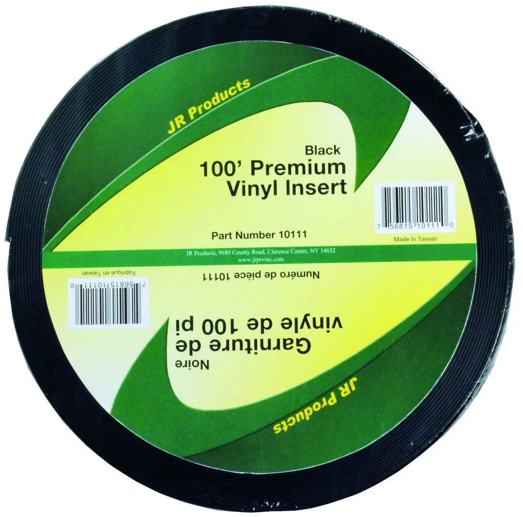 JR Products 10111 100' Vinyl Insert Black – Durable Automotive Trim and Seal Strips