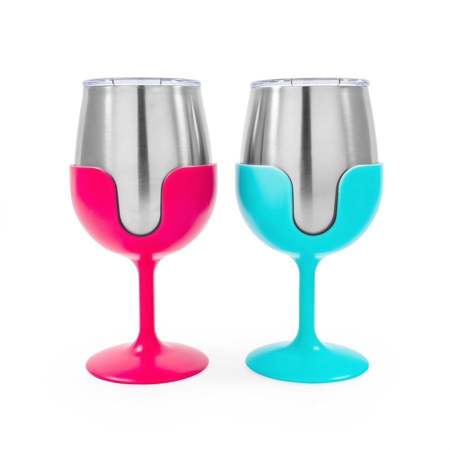 Camco Libatc Wine Tumbler Set in Blue and Pink (Part #51915)