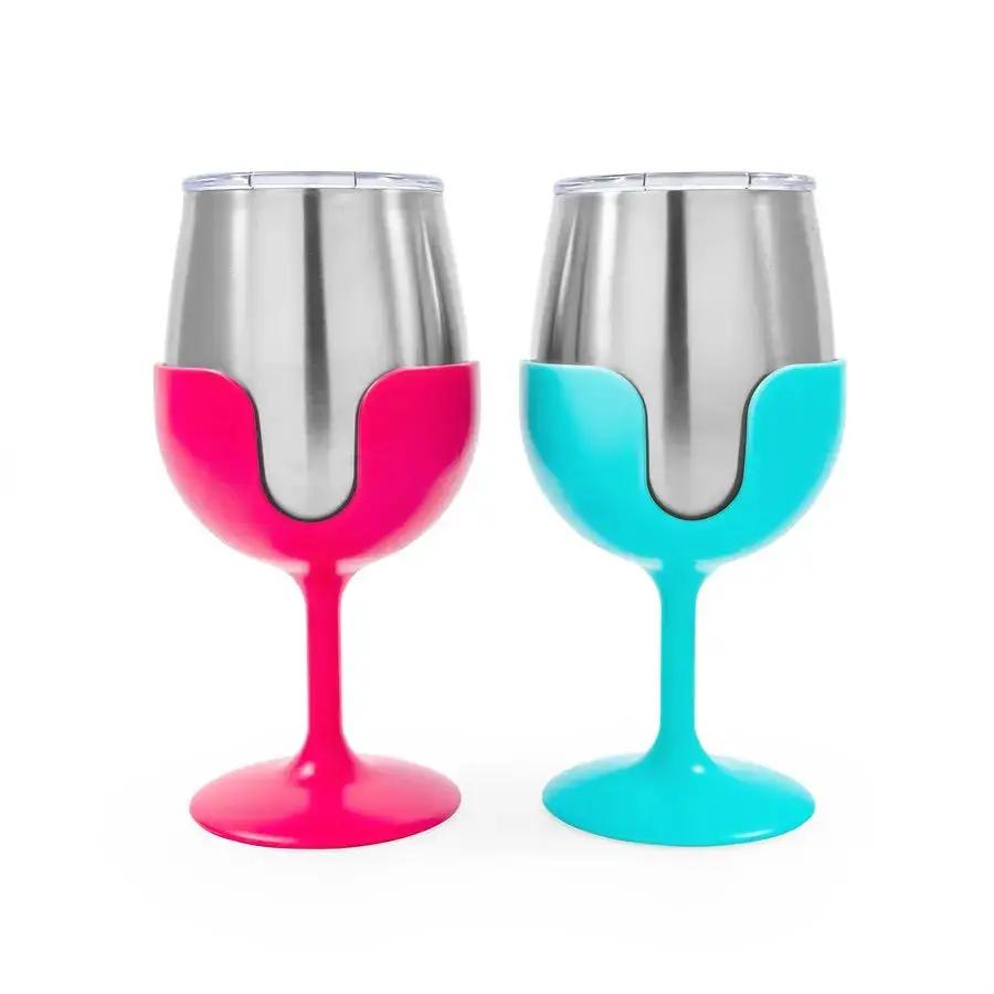 Camco Libatc Wine Tumbler Set in Blue and Pink (Part #51915) by CAMCO