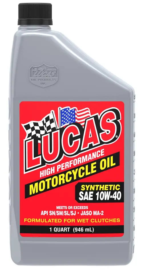 Lucas Oil Synthetic SAE 10W-40 Motorcycle Oil - Part Number 10793