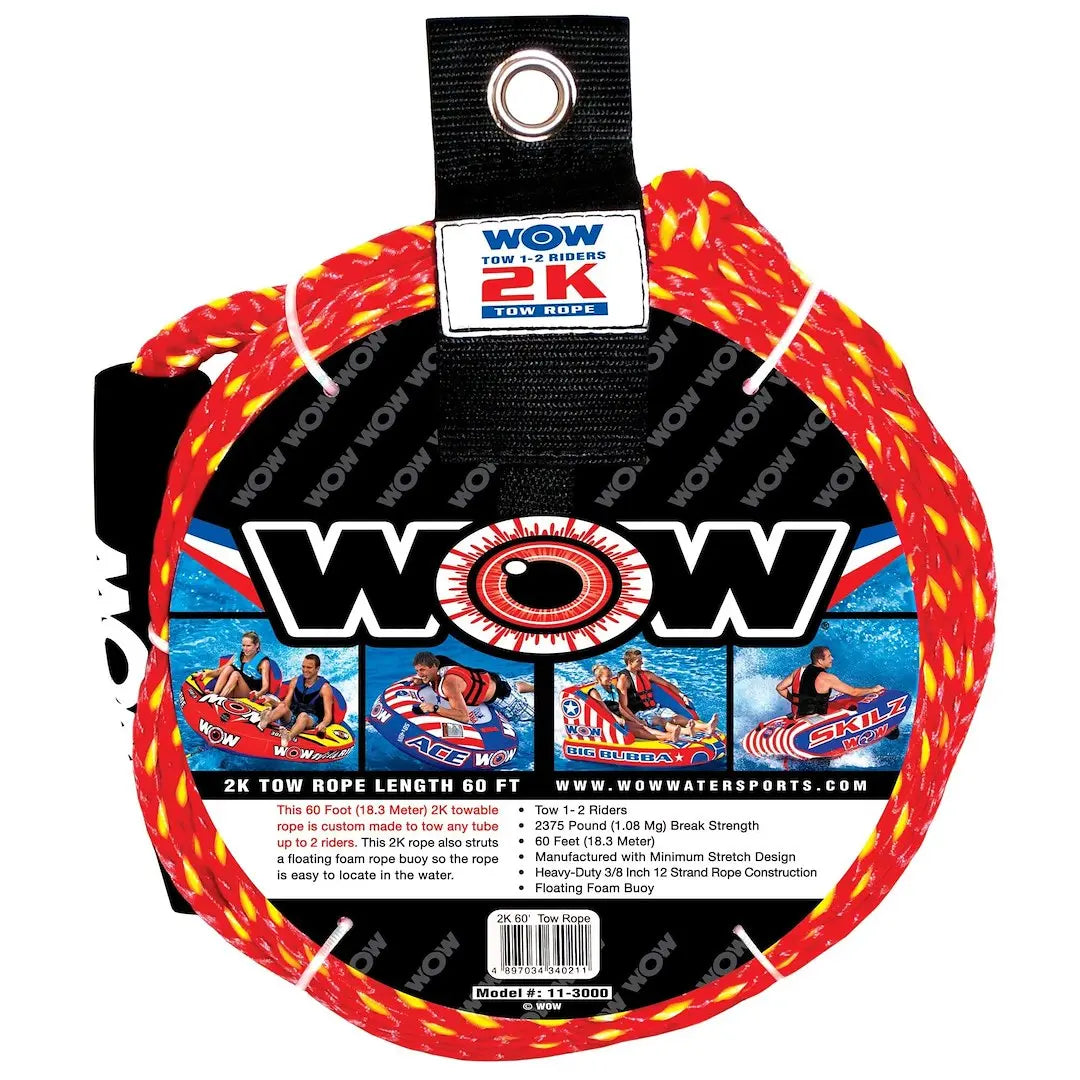 WOW Sports 2K 60' Tow Rope for Water Sports and Boating