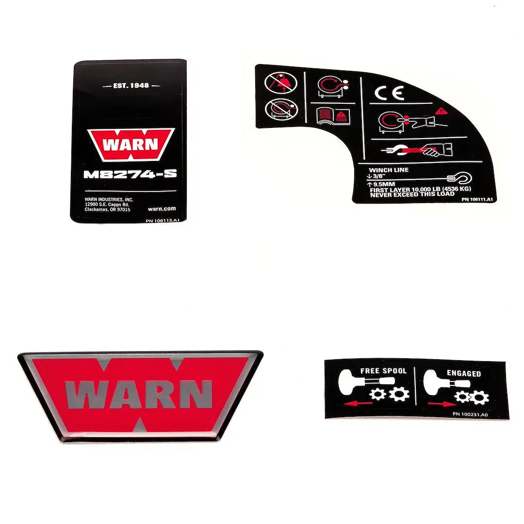 WARN Industries S/P Label Kit M8274-S - Reliable Vehicle Label Solution