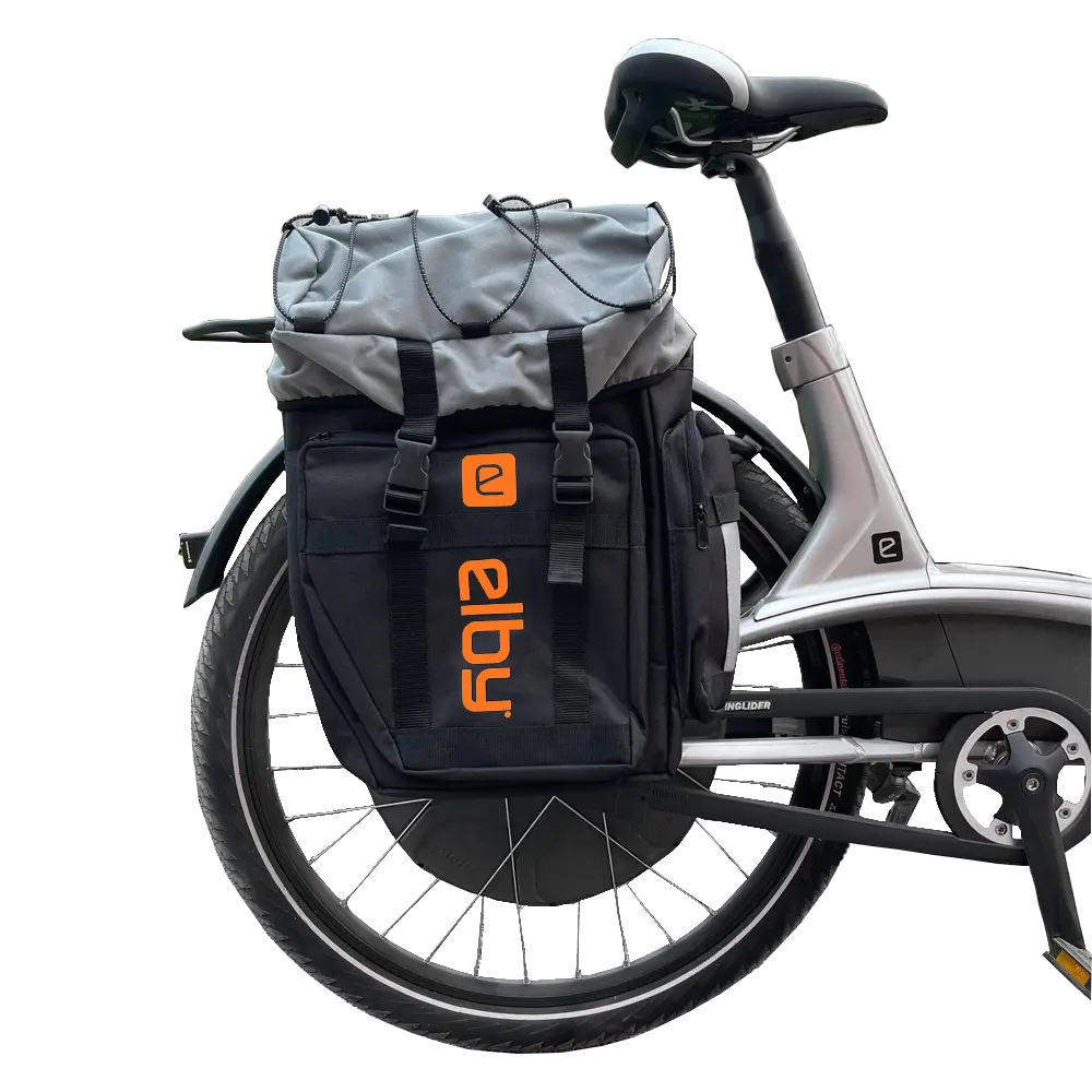 Elby Bikes E08152 Black Pannier Bag with Orange Logo – Durable Bike Storage Solution