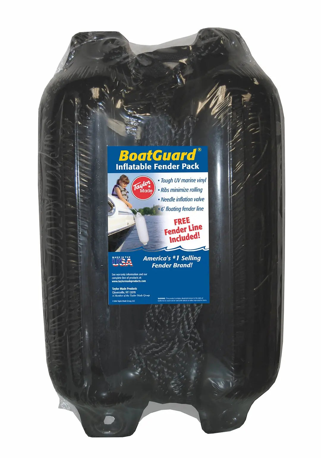 Taylor Made 6' x 22' Black Boat Fender with Black Cover (Part Number 31016B2P)