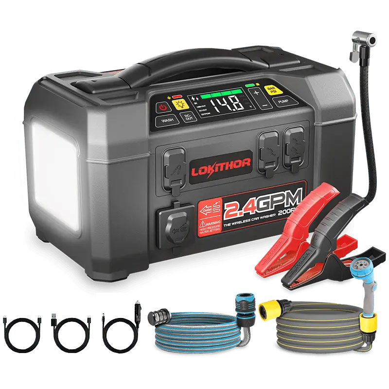 Lokithor 2500A Jump Starter with Air Compressor and Pump (Model AW401)