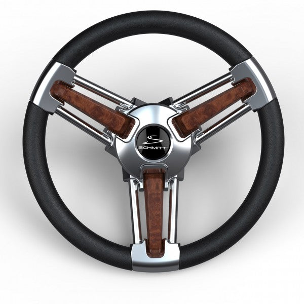 Schmitt/Onga Burano Steering Wheel in Black and Burl Finish - Part Number PU10511104