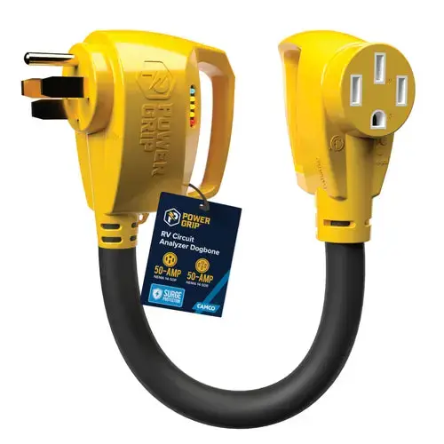 Camco PowerGrip Dogbone - 18 Feet, 50 Amp Male/50 Amp Female Adapter by CAMCO