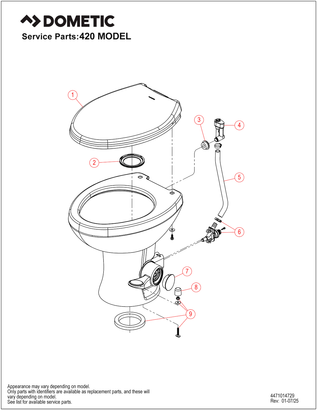 Dometic 9610008281 Toilet 420 White Standard - Compact RV Bathroom Solution