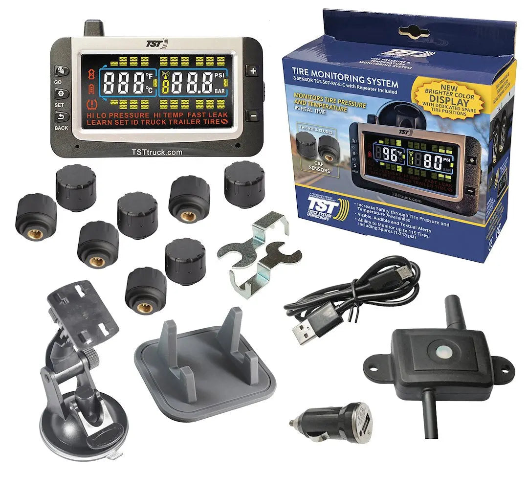 TRUCK SYSTMS TST507RV8C Tire Pressure Monitoring System with 8 Cap Sensors and Replacement Options