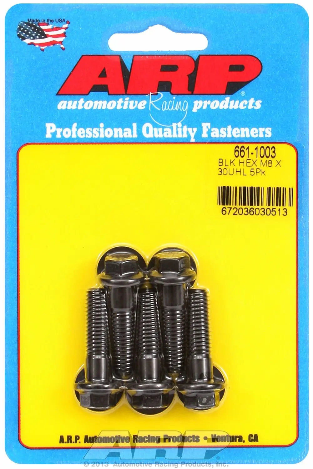 ARP M8 x 1.25 x 30 Hex Bolts - Black Finish for Automotive and Industrial Applications