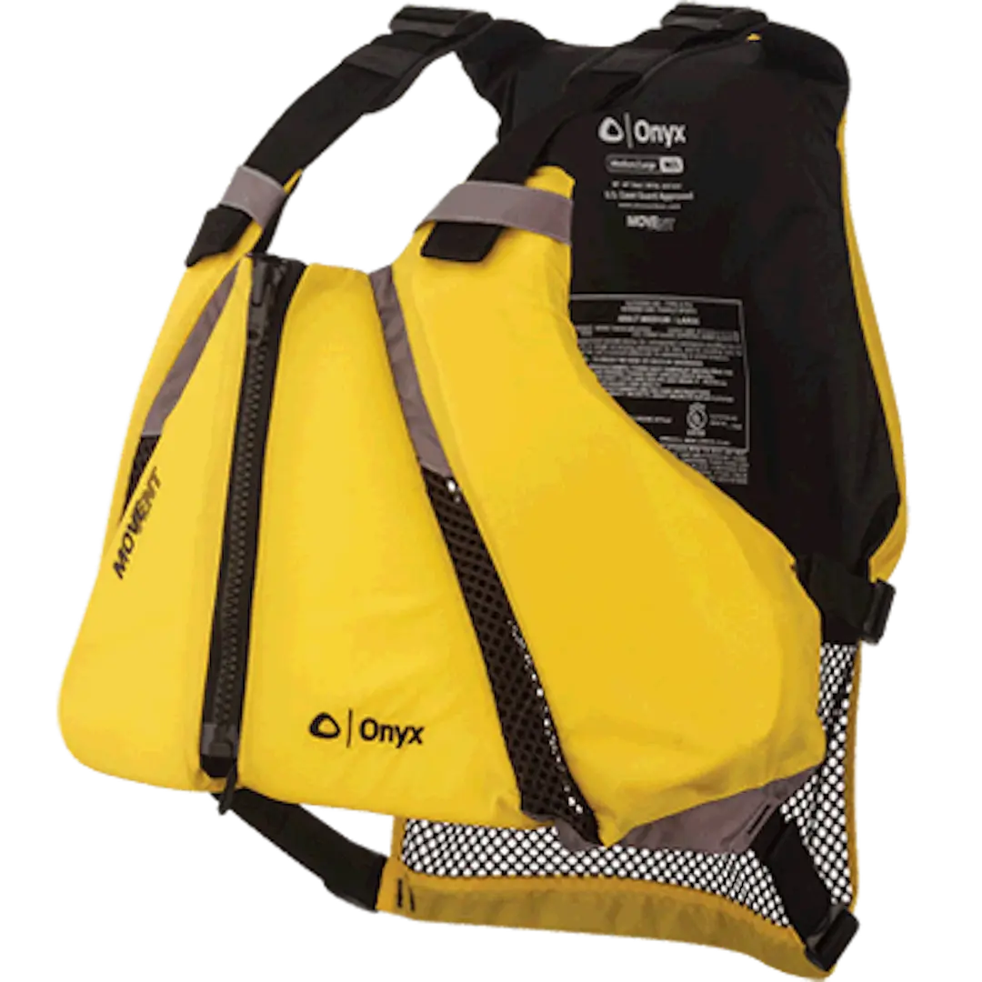 Onyx Outdoor MoveVent Curve Life Vest Yellow Medium/Large – Comfortable and Durable Personal Flotation Device