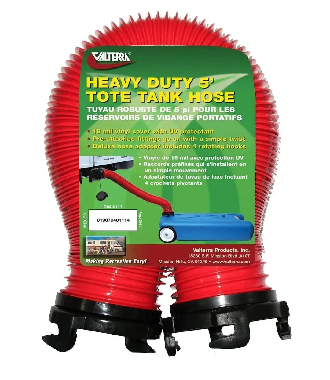 Valterra LLC D040111 Tote Tank Hose, Heavy Duty, 5 Feet by VALTERRA LLC