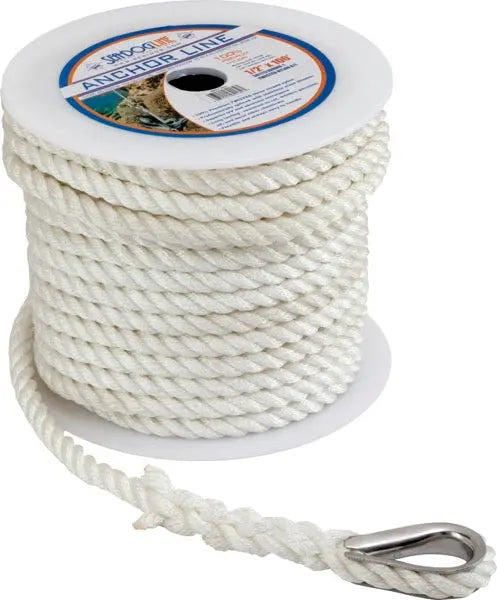 Sea Dog Twisted Nylon Anchor Line 3/8 inch - Durable Marine Rope for Anchoring and Mooring