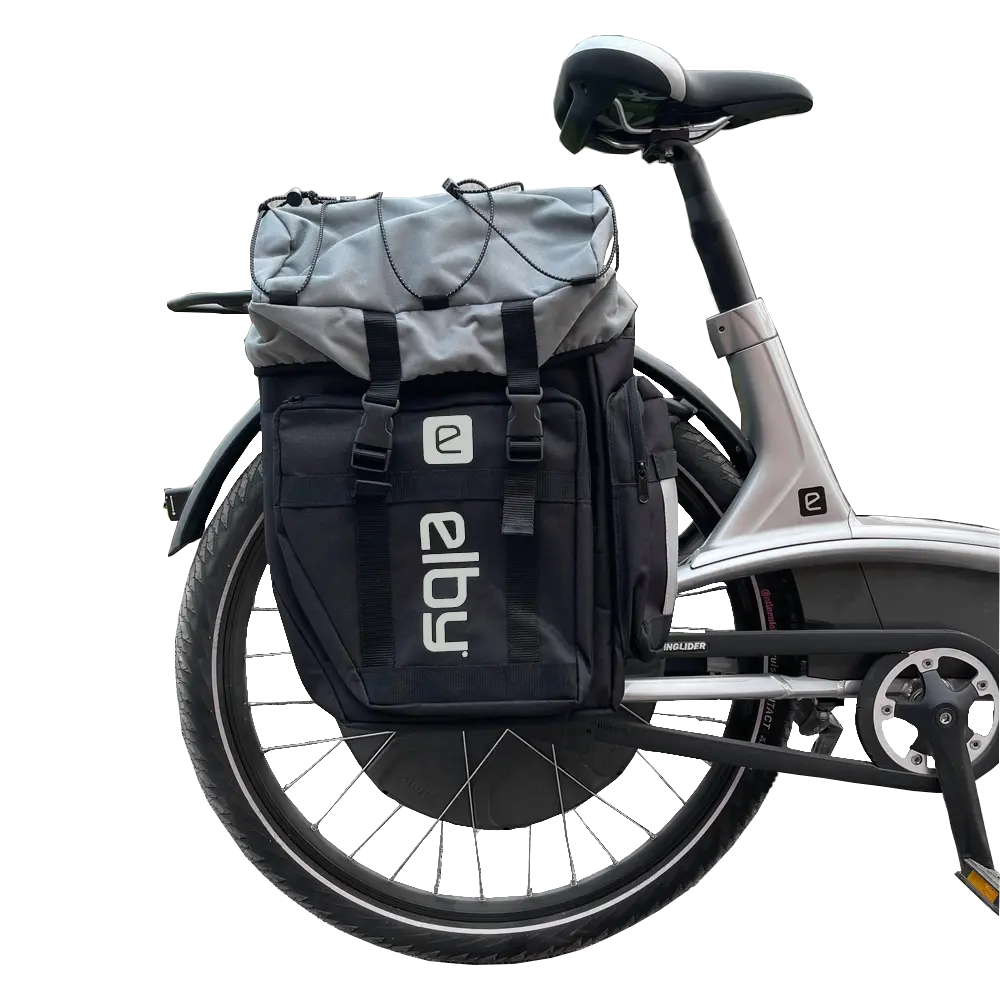 ELBY BIKES E08156 Pannier Bag in Black with Putty Logo