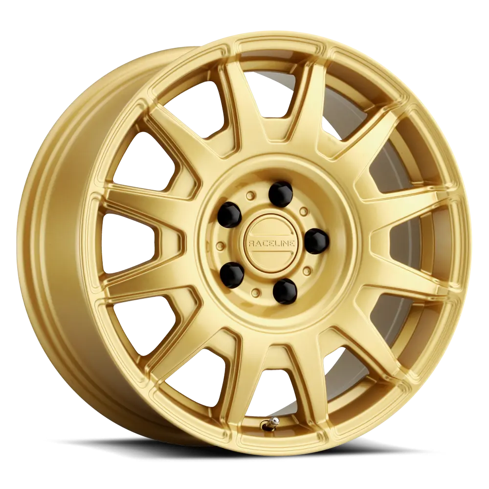 Raceline Aero Gloss Gold 17x8 Wheel with 5x114.3 Bolt Pattern and +40mm Offset