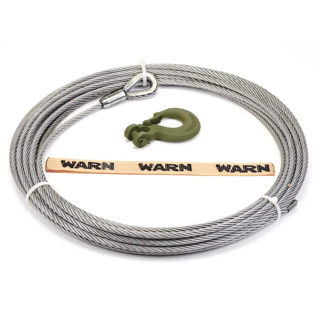 Warn Industries 82784 Steel Winch Rope, 7/16 Inch x 25 Feet with Hook