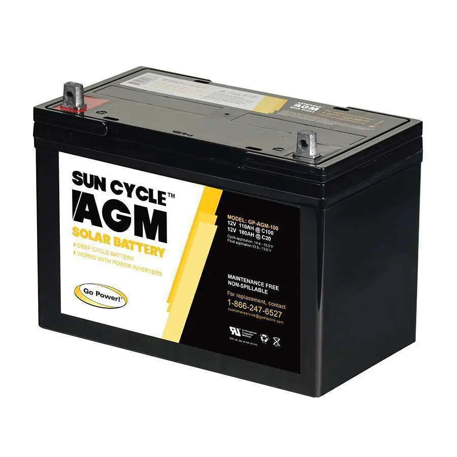 GO POWER GP-AGM-100-12V 100 Amp Hour AGM Deep Cycle Battery